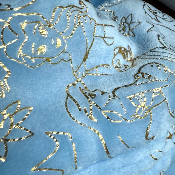 Disney Princess Sherpa Lined Jacket Girls 5 Light Blue Pink Gold Hood Winter SEE - Picture 3 of 13